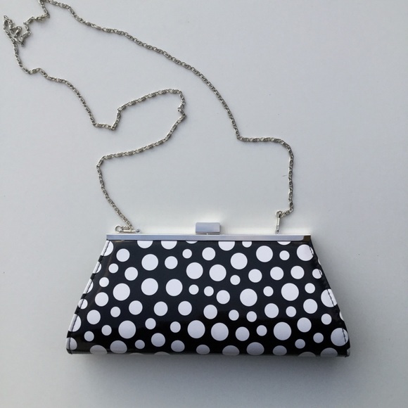 Neiman Marcus Handbags - Neiman Marcus Polka Dot Clutch Handbag Purse Black